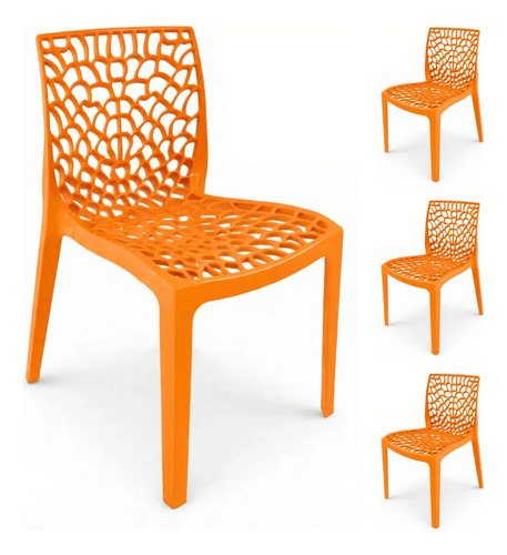 Kit 4 Cadeiras De Jantar Gruvyer Sala E Cozinha Área Gourmet Gruvyer Laranja