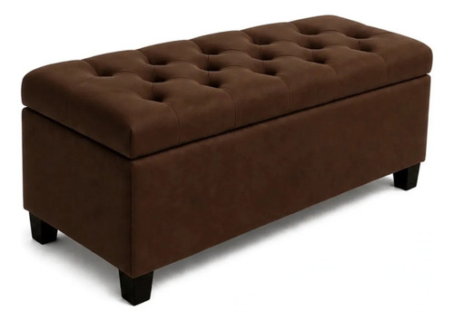 Puff Baú Retangular Organizador Casa Banqueta Quadrado Cubo Marrom Liso