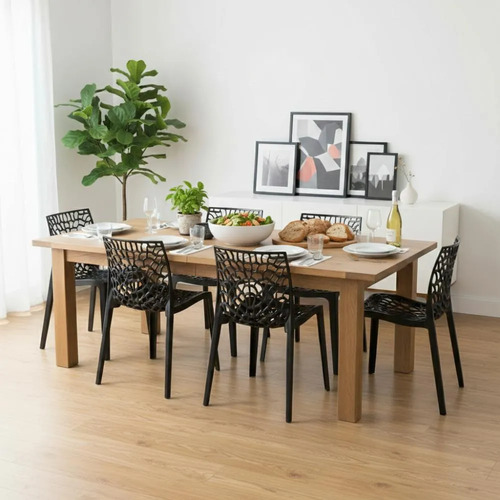 Kit 6 Cadeiras Gruvyer Empilhável Sala Jantar - Seat&co Preto