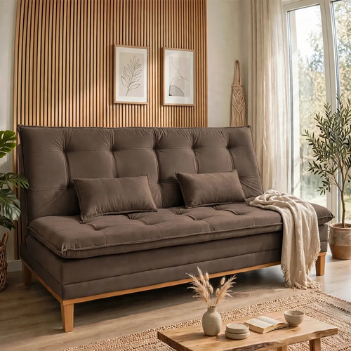 Prime Home Oficial Mobly Sofa Cama Reclinável Sofá 1 Marrom Liso
