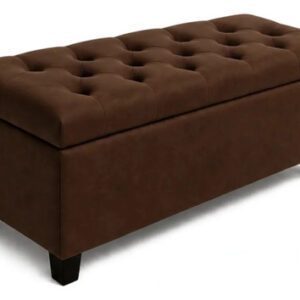 Puff Baú Retangular Organizador Estofado Em Suede 80cm Marrom Liso