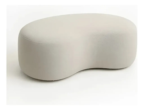 Puff Orgânico Feijão Estofado Decoração Moderna Conforto Bege
