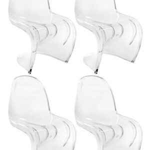 4 Cadeiras Acrilica Panton Curve Incolor Transparente