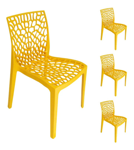 Kit 4 Cadeiras De Jantar Gruvyer Sala E Cozinha Área Gourmet Gruvyer Amarelo