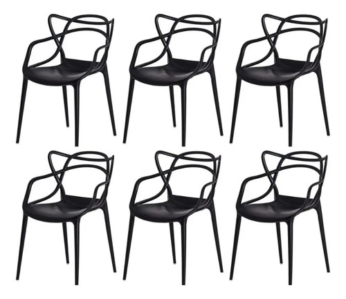 Conjunto 6 Cadeiras Allegra Seat@co Cor Preto
