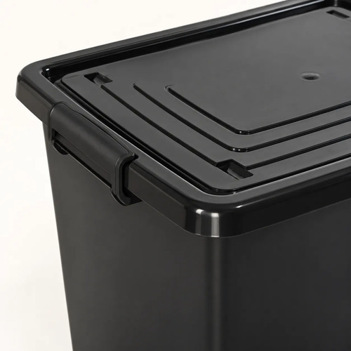Kit 4 Caixas Organizadoras Com Tampa E Travas 56 Litros Preto