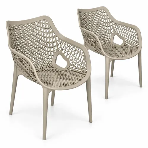 Kit 2 Poltronas Suits Mosaico Com Braços Empilháveis Nude - Prime Home