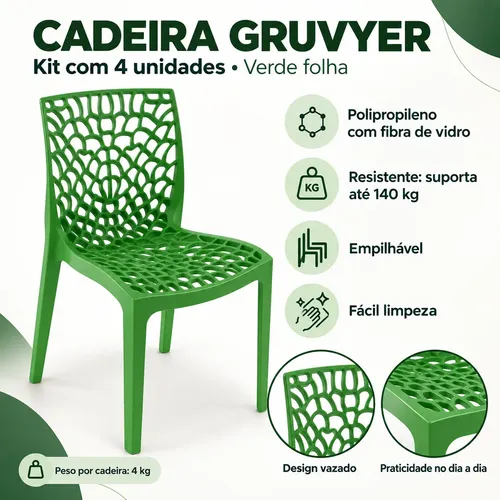 Cadeira Empilhável Gruvyer Para Area Externa Eventos Verde Gruvyer