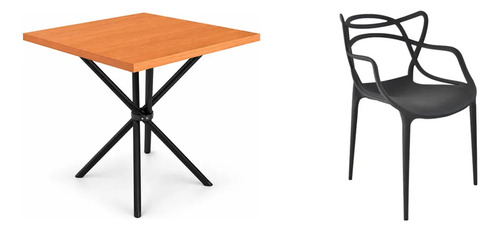 Conjunto Mesa De Jantar 75x75 Com 4 Cadeiras Allegra Empilháveis Para Cozinha Sala De Jantar