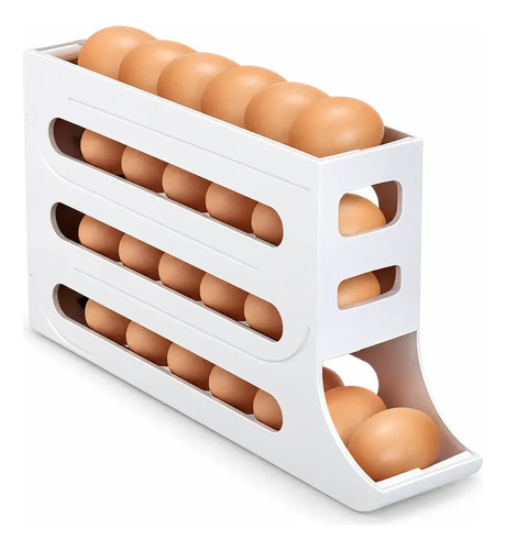 Organizador Porta Ovos Automatico 30unid Para Cozinha Branco