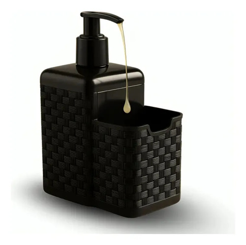 Dispensador Por Detergente Delimports Rattan Preto Com Bico Dosador Preto