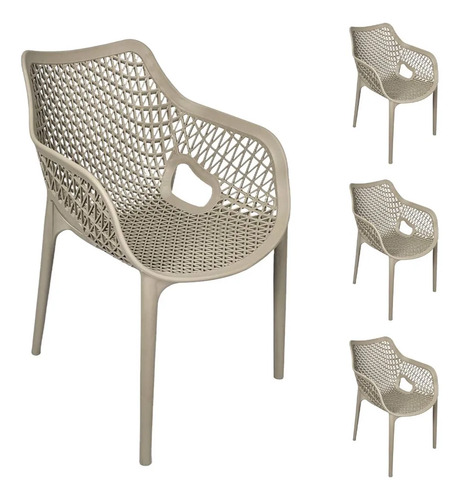 Kit Cadeiras Poltronas Suits Mosaico Com Braço Nude Suits 4 Nude