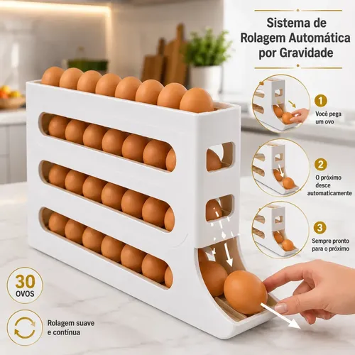 Airplast Porta Ovos Organizador Automático Dispenser 30unid Branco