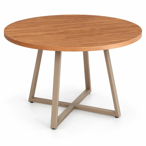 Mesa De Sala De Jantar Redonda Estilo Industrial Prime Home Oficial Mesa De Jantar Cristal 110cm De Mdf Com Capacidade Máxima Para 4 Pessoas Freijo Champanhe