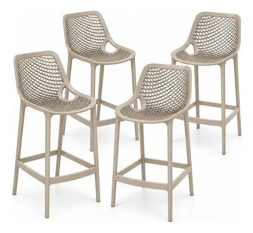Kit 4 Banquetas Altas Suits Mosaico Nude Para Balcão Gourmet Suits 3 Nude