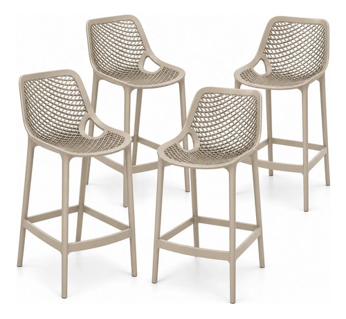 Kit 4 Banquetas Altas Suits Mosaico Nude Para Balcão Gourmet Suits 2 Nude