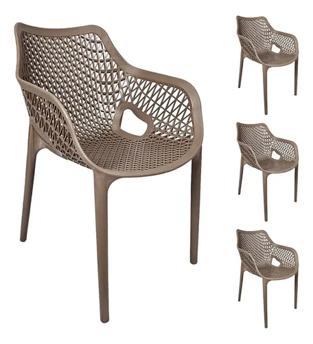 Kit 4 Cadeira Poltrona Suits Tipo Concha Mosaico Com Braço Mosaico Fendi